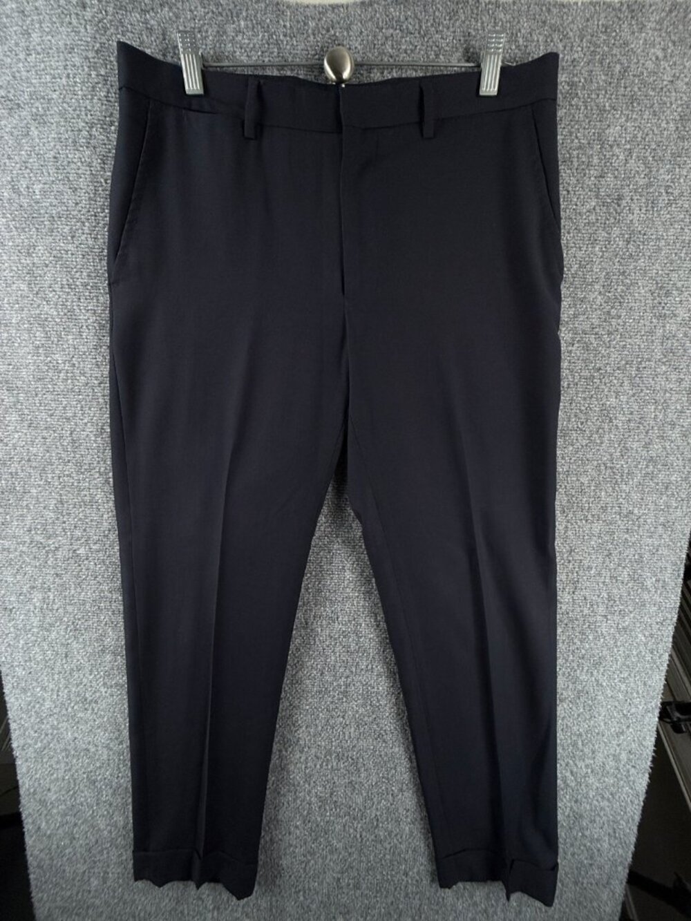 Polo Ralph Lauren Pique Navy Blue Straight Chino Pants Wool Blend ACTL 32X30